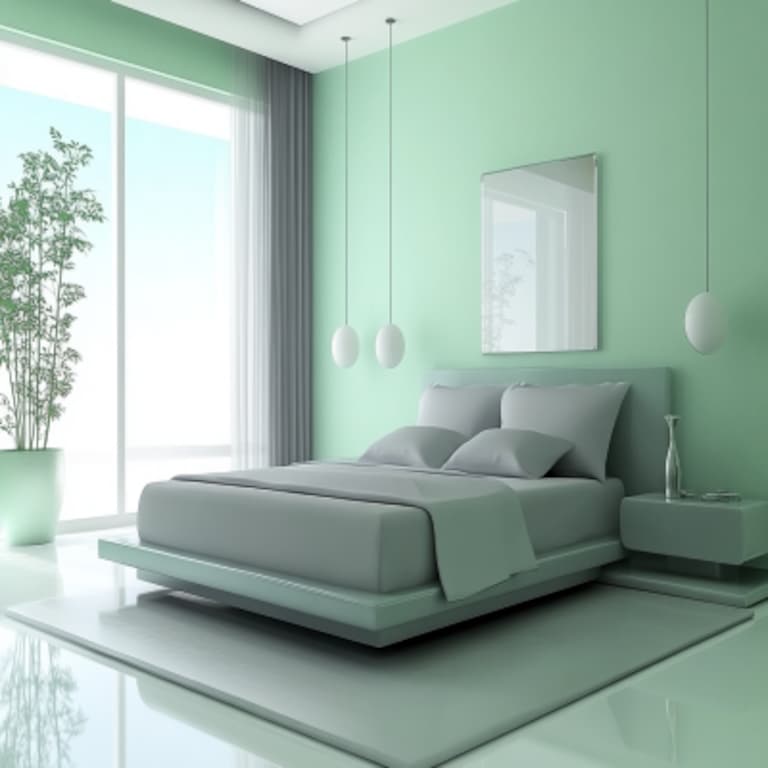 Mint Green Wall Paint Design for a Modern Bedroom