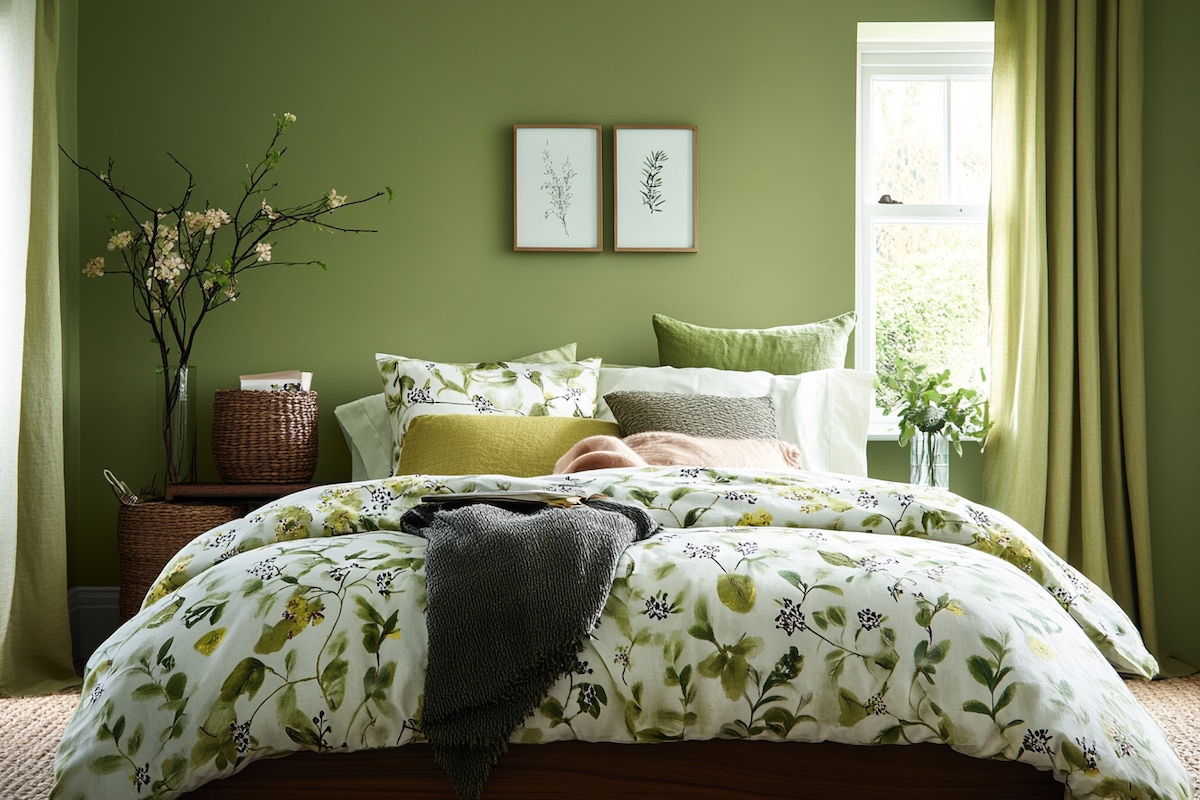 Modern Green Bedroom Wall Paint Design