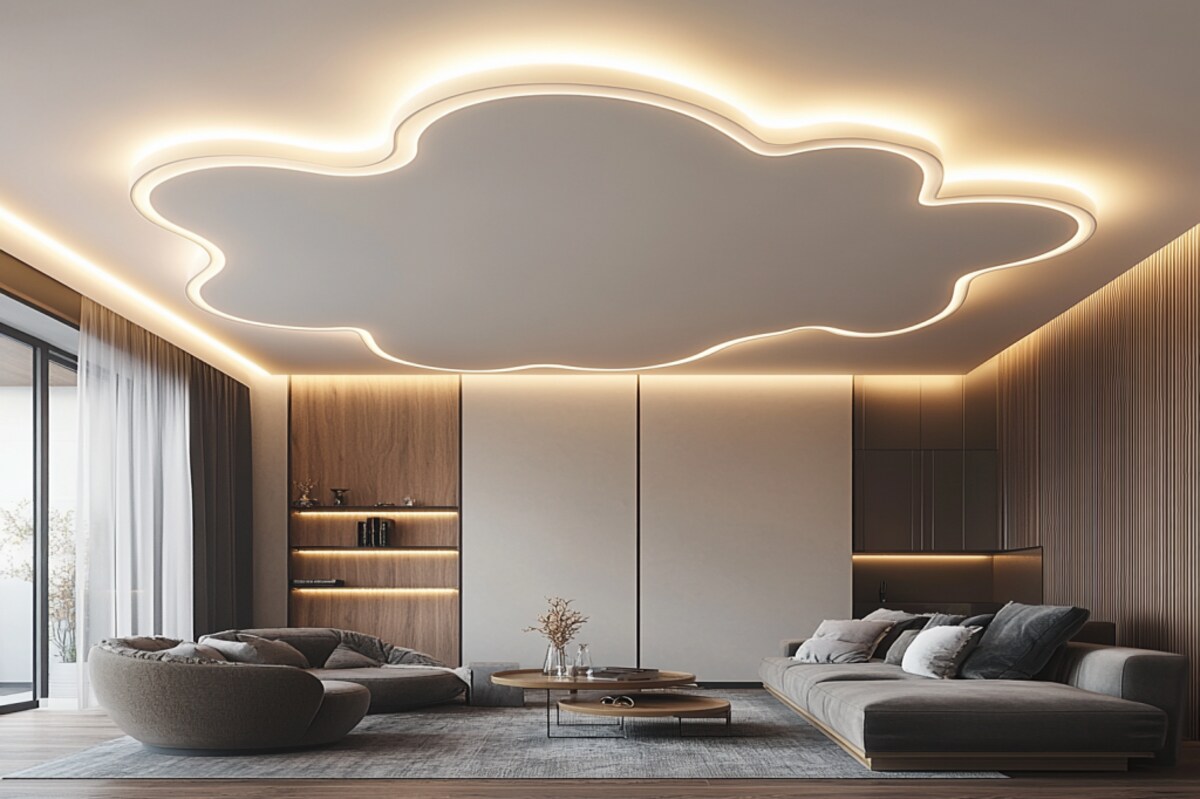 Modern Cloud-Shaped Peripheral Gypsum False Ceiling Design