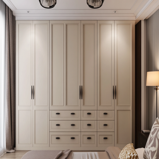 Modern 6-Door Sand Satin Swing Wardrobe Design