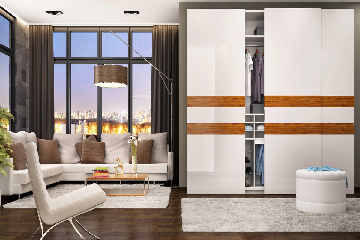 Modern Luxury White Gloss Sliding Wardrobe