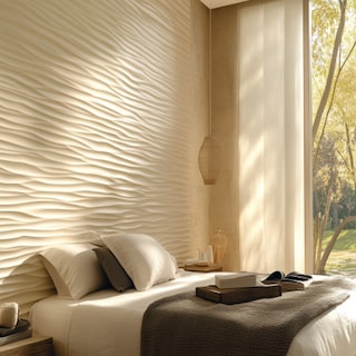 Contemporary Grooved Wall Panels Wall Design in Cream