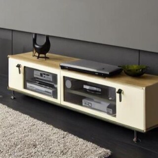 Industrial TV Unit Design in Cream Laminate