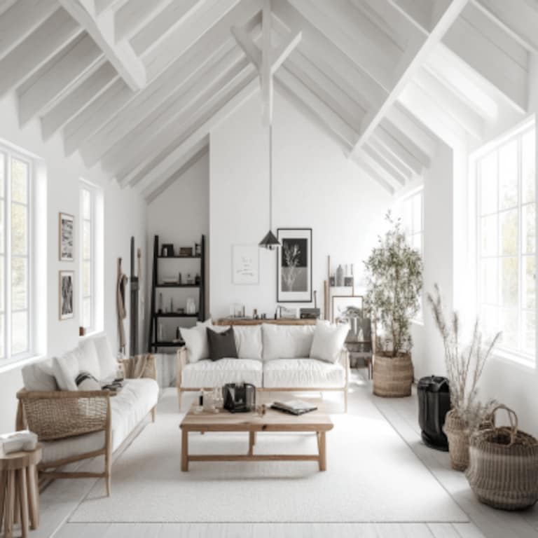 Scandinavian White And Black Double Layered Ceiling Design