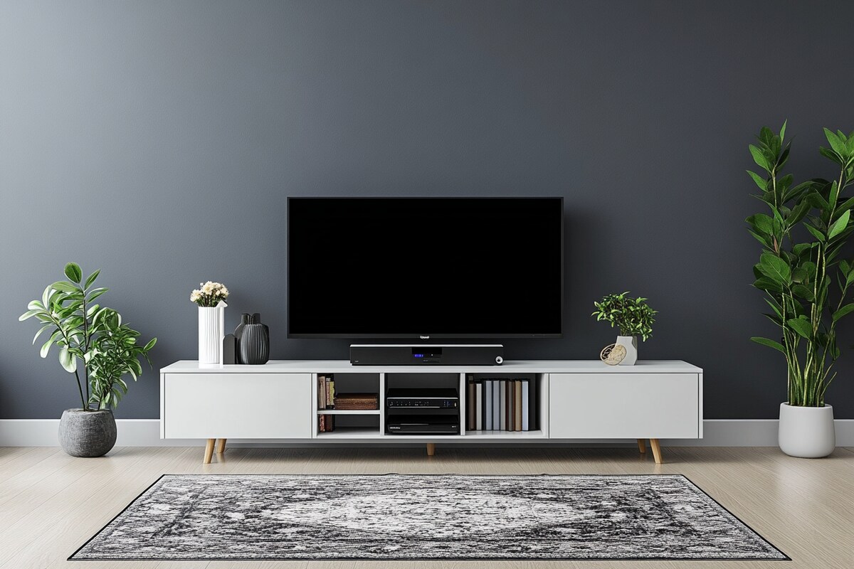 Modern Grey Wall Paint Design For TV Unit Wall