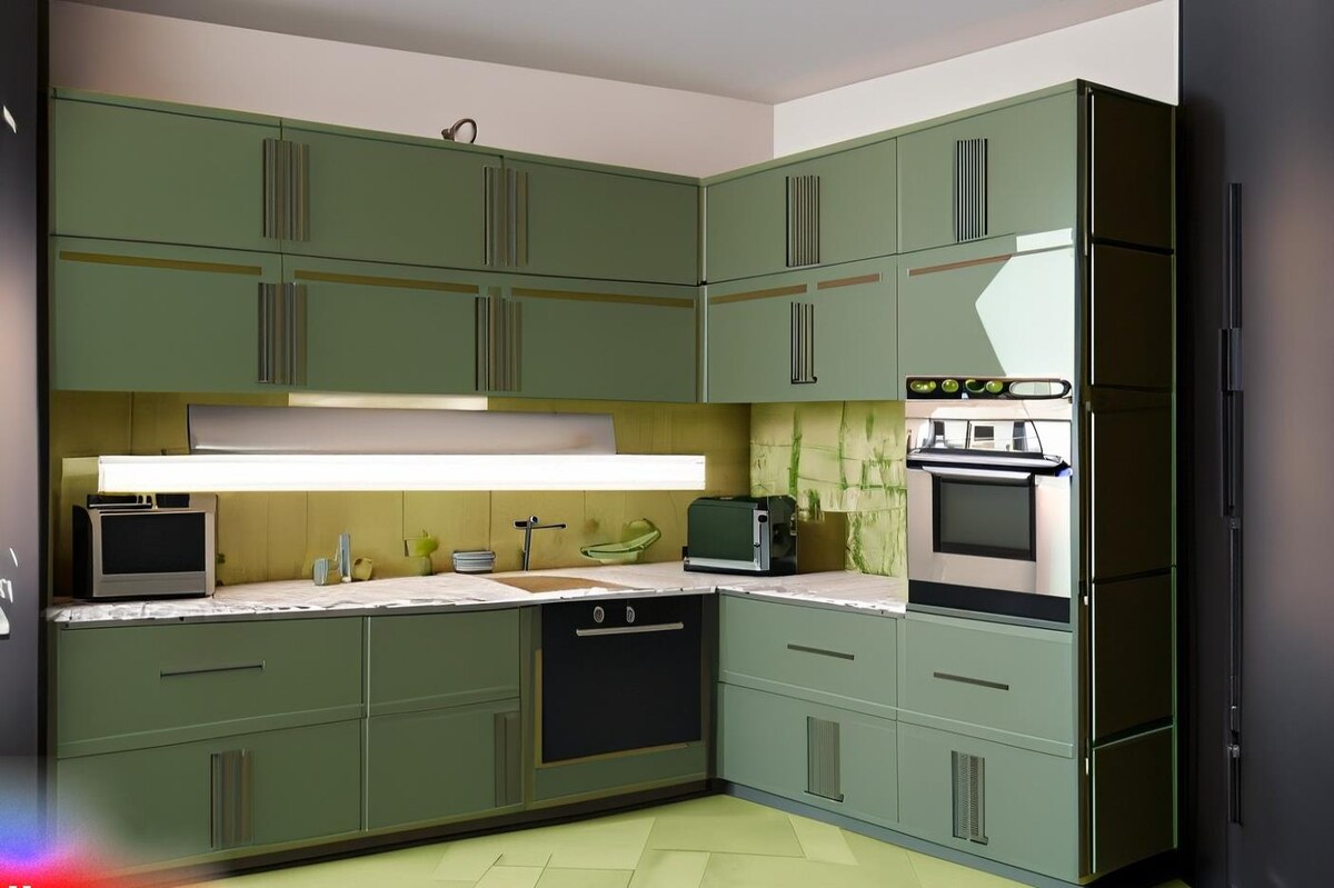 The Ecstasy of an Olive Green Modular Kitchen The Ecstasy of an Olive Green Modular Kitchen