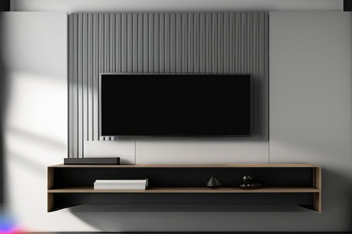 Modern Floating Tv Unit Design in Grey Modern Floating Tv Unit Design in Grey
