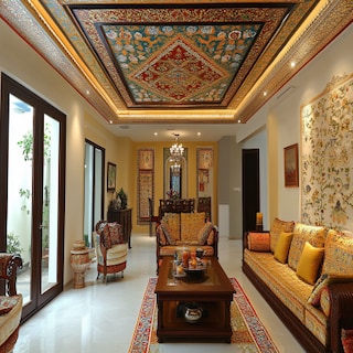 Indian Traditional Square PVC False Ceiling Design with Painted Finish