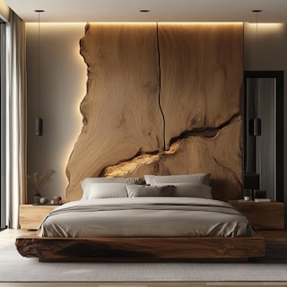 Contemporary Master Bedroom Design With Wooden Headboard King Bed