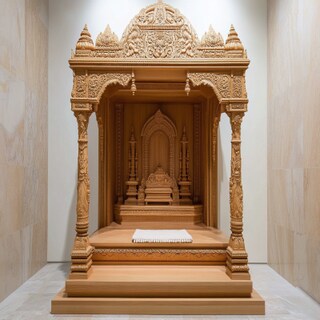 Contemporary Tan Floor-Mounted Mandir Design