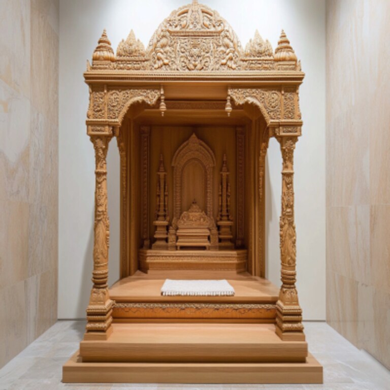 Contemporary Tan Floor-Mounted Mandir Design