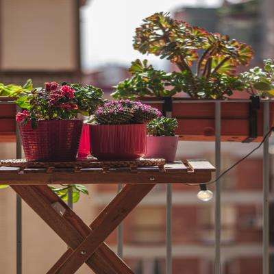 Simple Rustic Balcony Design with Planters