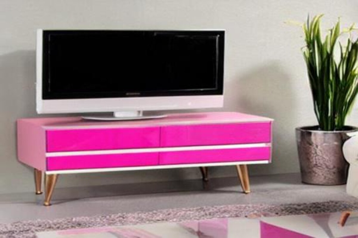 Classic TV Unit Design in Pink Laminate Classic TV Unit Design in Pink Laminate