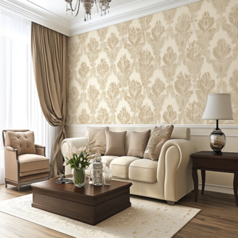 Classic Beige And Wood Living Room Design