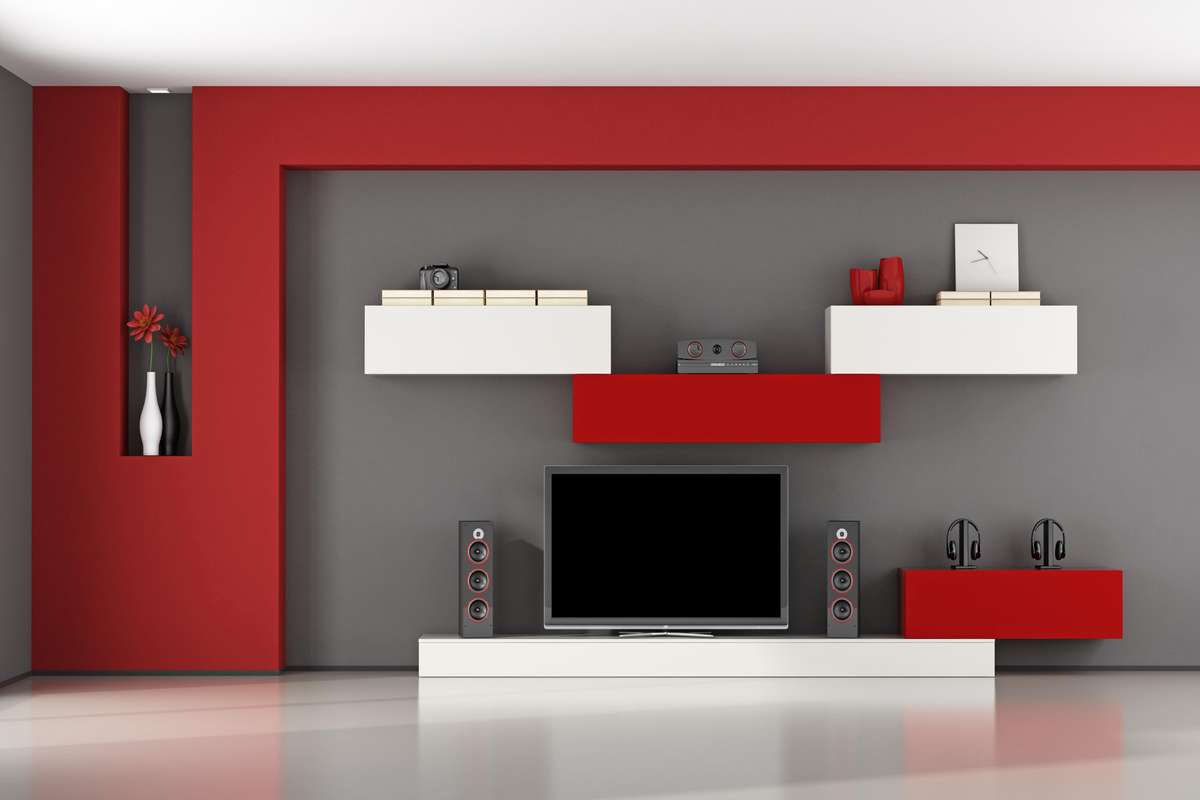 Modern TV Unit Design in Red