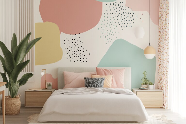 Interesting Patterned Wall Modern Patterned Wall Paint Design With Pastel Colours