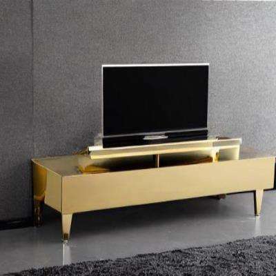 Contemporary TV Unit Design in Gold Laminate