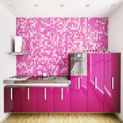Vibrant Purple Kitchen Tiles