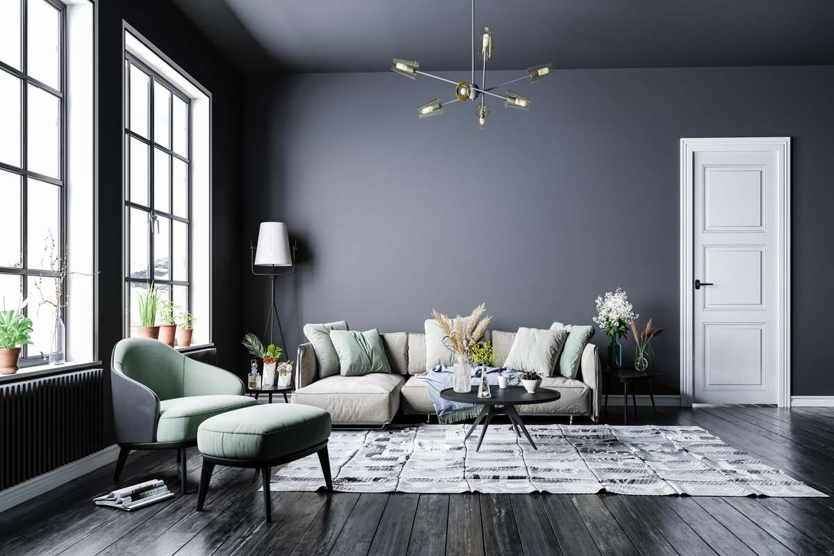 Grey Living Room with Modern Elements
