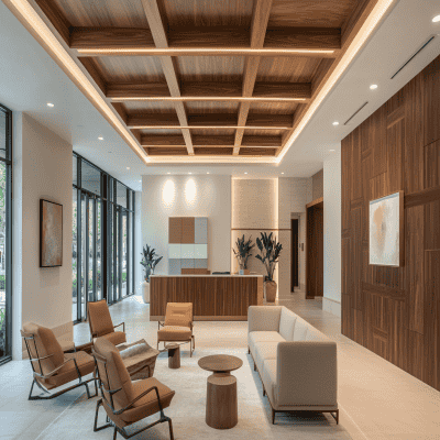 Modern Multi Layered False Ceiling Design with Gypsum and Wood