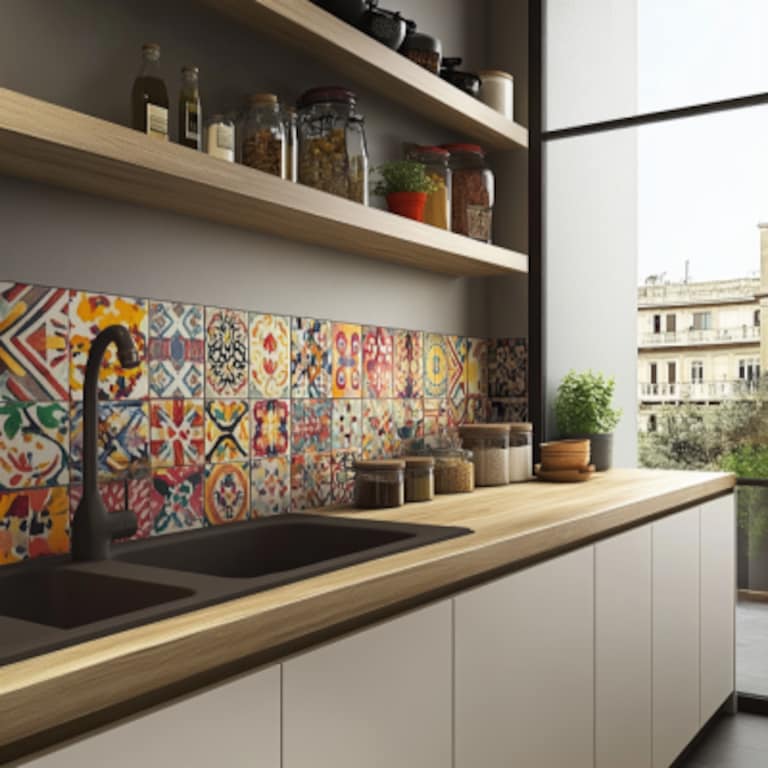 Contemporary Porcelain Multicoloured Matte Kitchen Tile Desig