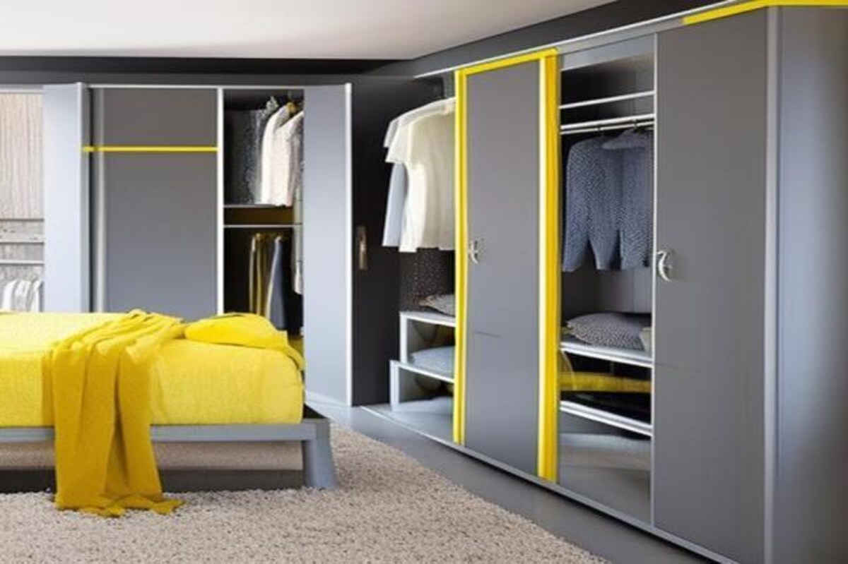 Luxurious Grey and Lemon Yellow Wardrobe Design Luxurious Grey and Lemon Yellow Wardrobe Design