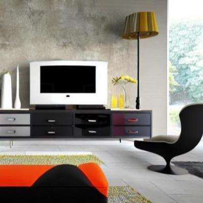 Modern TV Unit Design in Multicolour with a Lamp