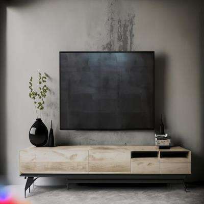 Modern Industrial TV Unit Design with Concrete Grey Wall