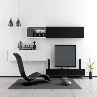 Futuristic Living Room Design and Wall Units for Storage