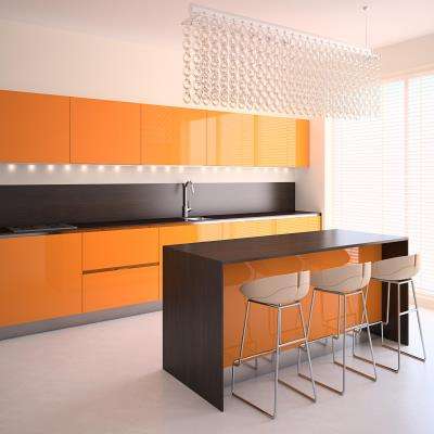 Acrylic Modular Kitchen with a Pop of Colour