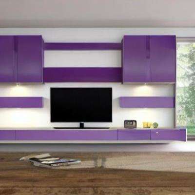 Classic TV Unit Design in Violet with White Walls
