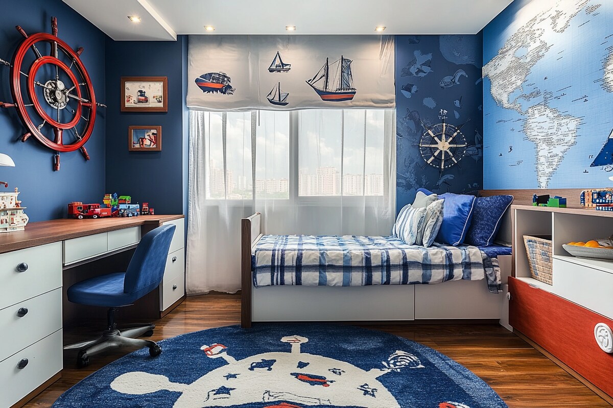 Modern Kids Room Design In Blue And White Modern Kids Room Design In Blue And White