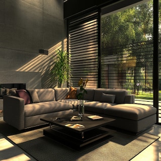 Modern Living Room Design With Grey L-Shape Sofa and Coffee Table