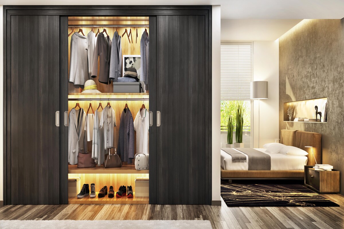 Beautiful Open Wardrobe With Sliding Doors