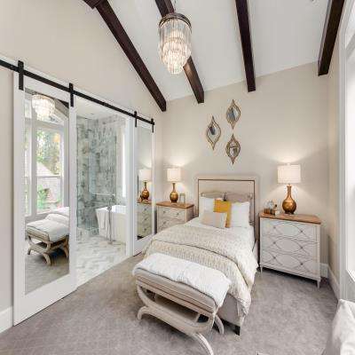 Elegant Modern Master Bedroom Design with a Chandelier