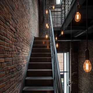 Industrial Straight Staircase Design with Metal Material