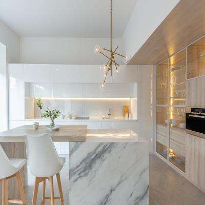 Luxury Modular Kitchen with Gold Touches