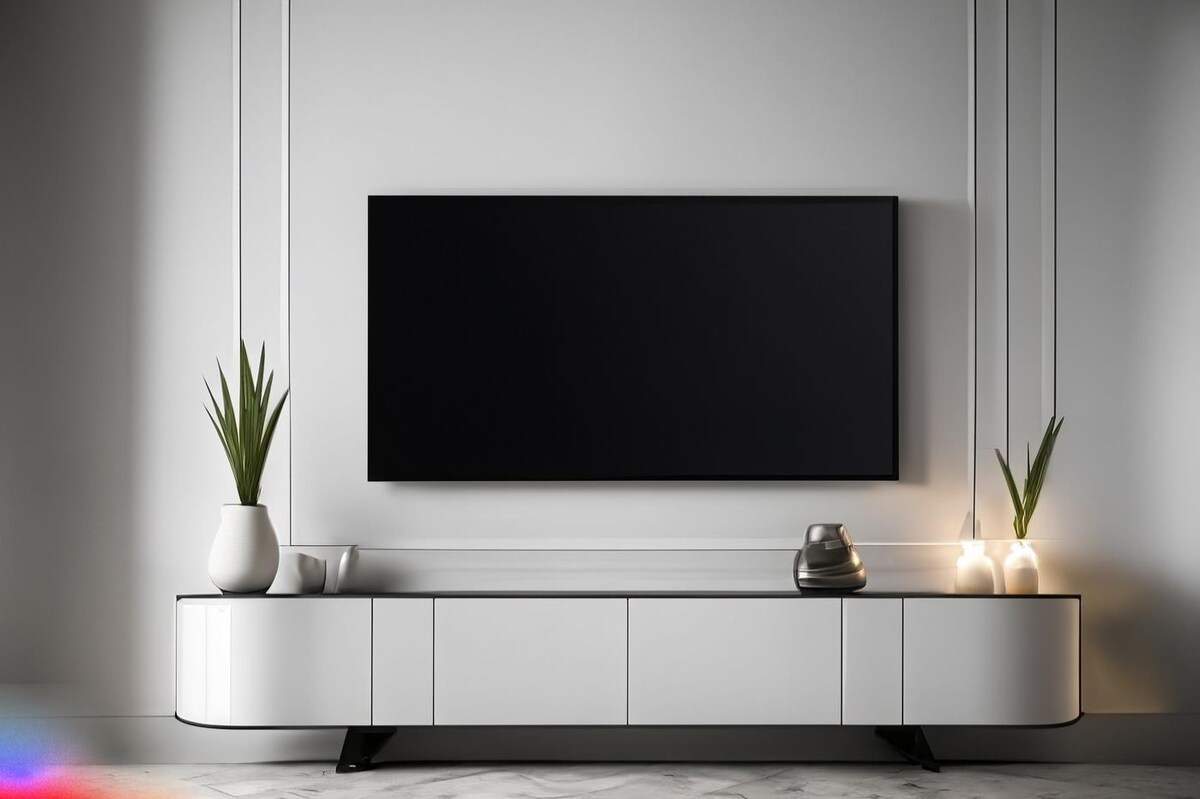 Modern White and Black Wall-Mounted TV Cabinet Design Modern White and Black Wall-Mounted TV Cabinet Design