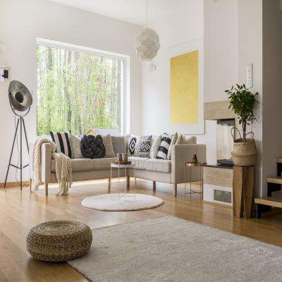 Scandinavian Living Room Design With A Large Window
