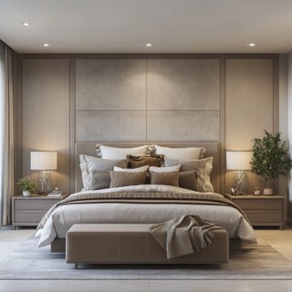 Neutral Palette Modern Master Bedroom Design With King Bed