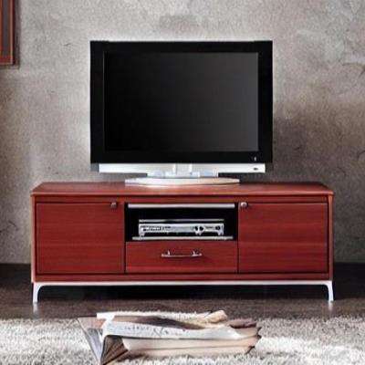 Modern TV Unit Design in Brown and Maroon Laminate