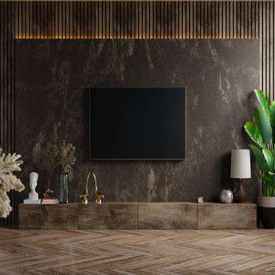 Opulently Textured Contemporary Marble TV Unit Design