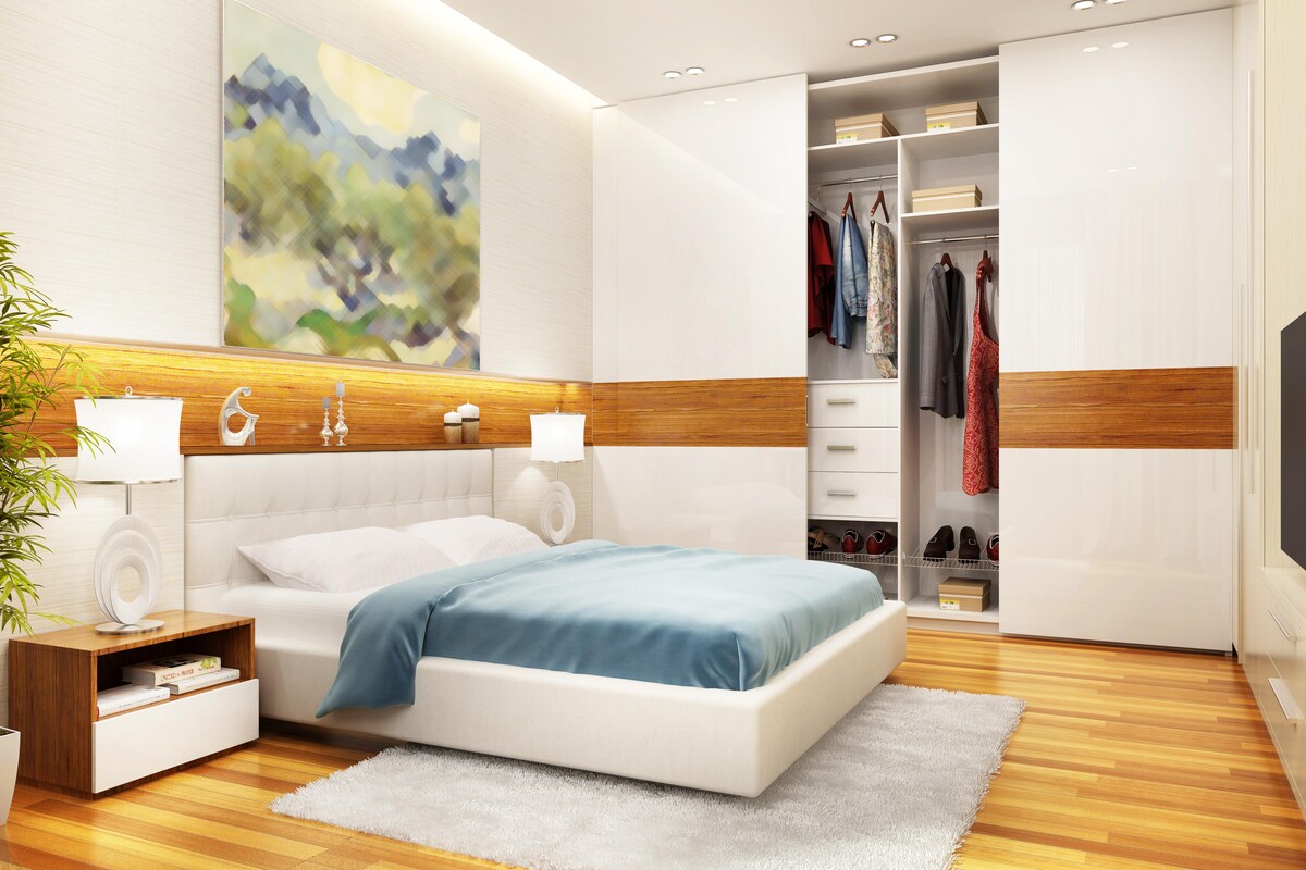Modern Wardrobe Design With Lacquered Glass Shutters Modern Wardrobe Design With Lacquered Glass Shutters