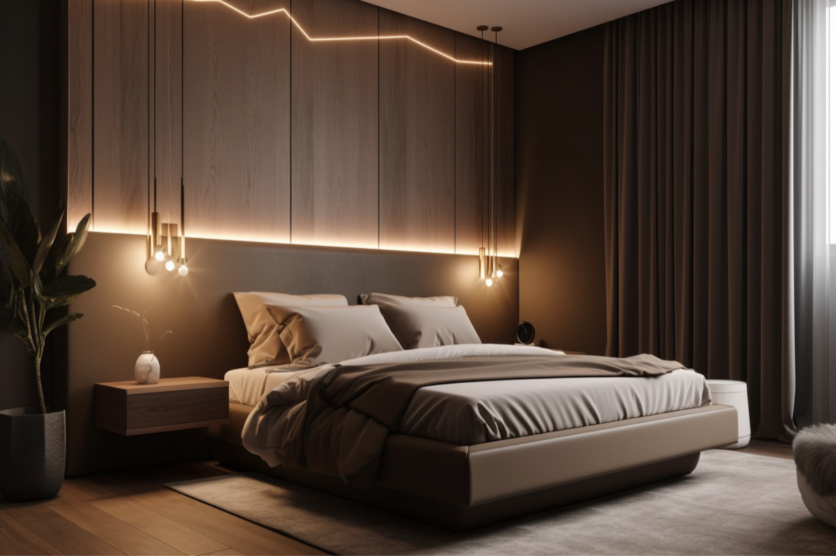 Dark Beige Wall Paint Design for Modern Bedrooms