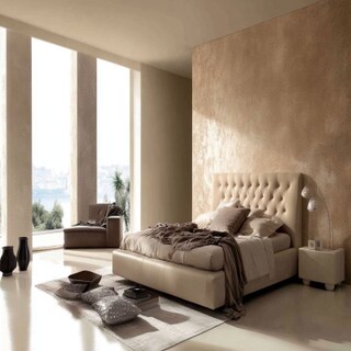 Contemporary Beige Bedroom Wall Paint Design