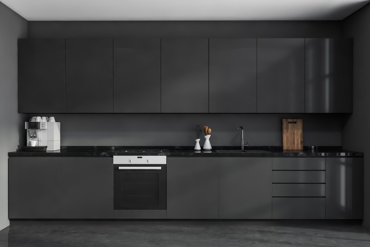 Matte Black Modular Kitchen Design Matte Black Modular Kitchen Design