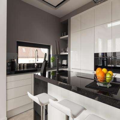 Elegant Modular Kitchen with Black Granite