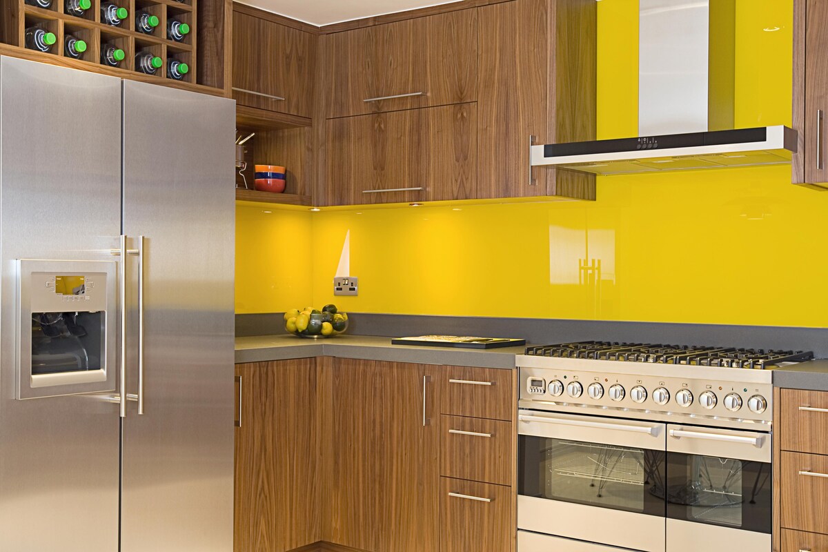 L Shaped Brown Modular Kitchen Design