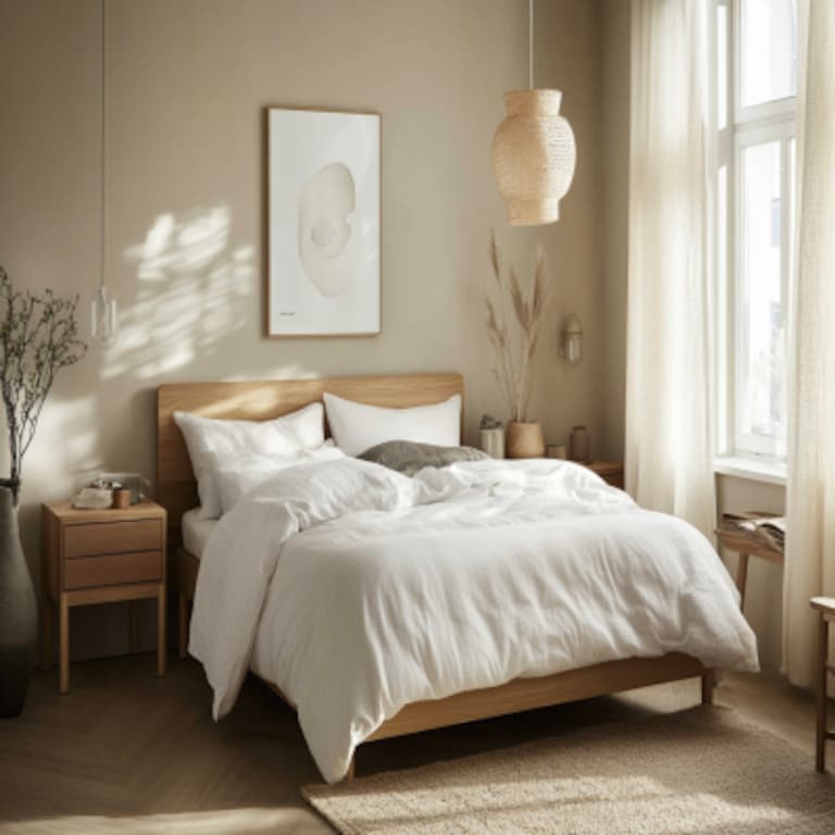 Light Beige Scandinavian Wall Paint Design for Bedrooms