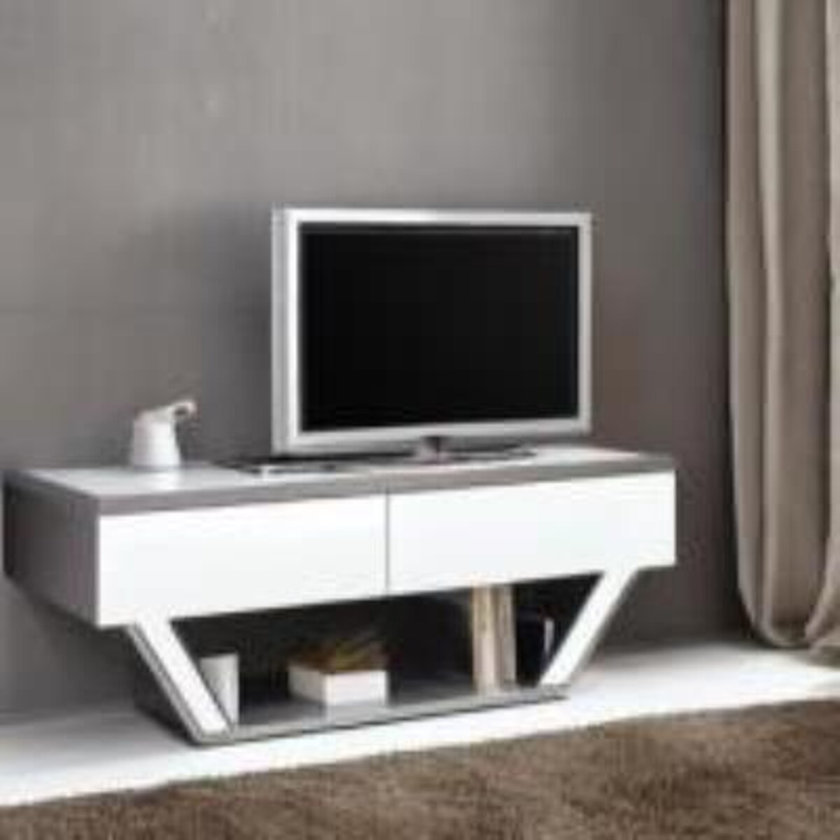 Classic TV Unit Design in Silver Laminate